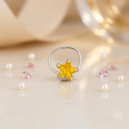 Silver Beautiful Yellow Gem Nosepin