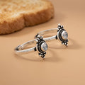 Silver Blossoming White Gem Toe Rings for Women