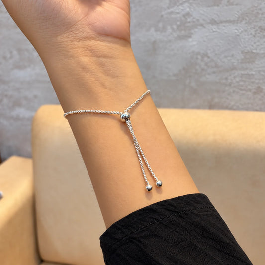 Silver Blue Evil Eye Adjustable Bracelet for Women