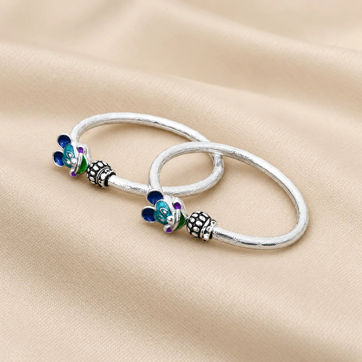 Silver "Blue Micky Mouse" Baby Kada