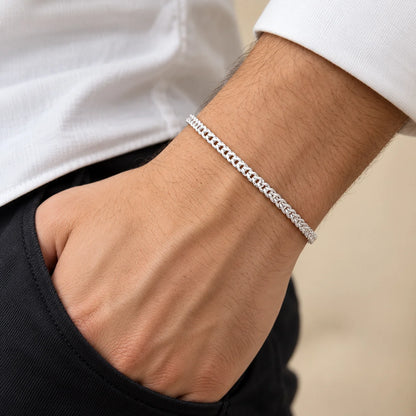 Silver Braided Chain Bracelet for Boys