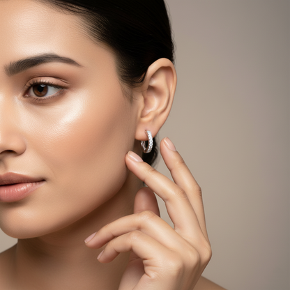 Silver CZ Hoop Earrings Elegant Everyday Style