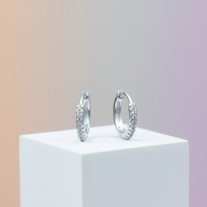 Silver CZ Hoop Earrings Elegant Everyday Style