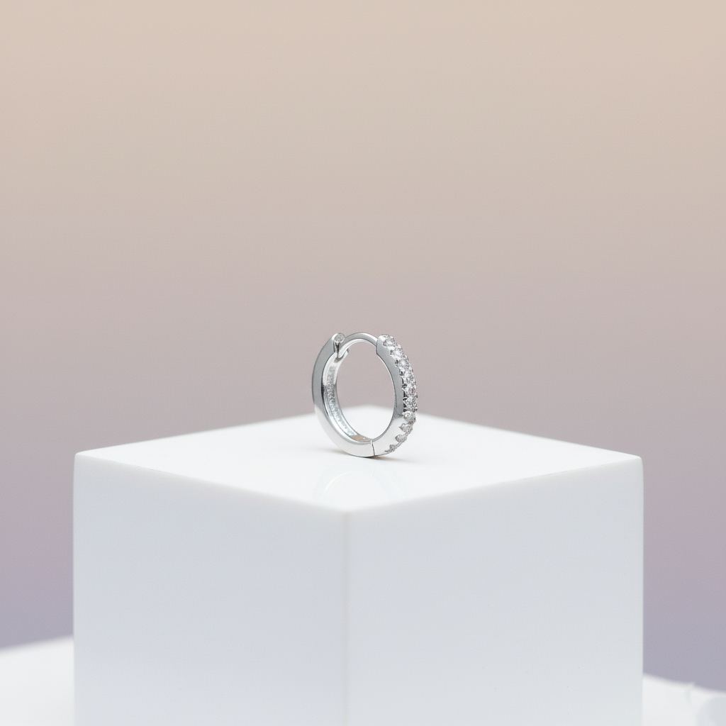 Silver CZ Hoop Earrings Elegant Everyday Style