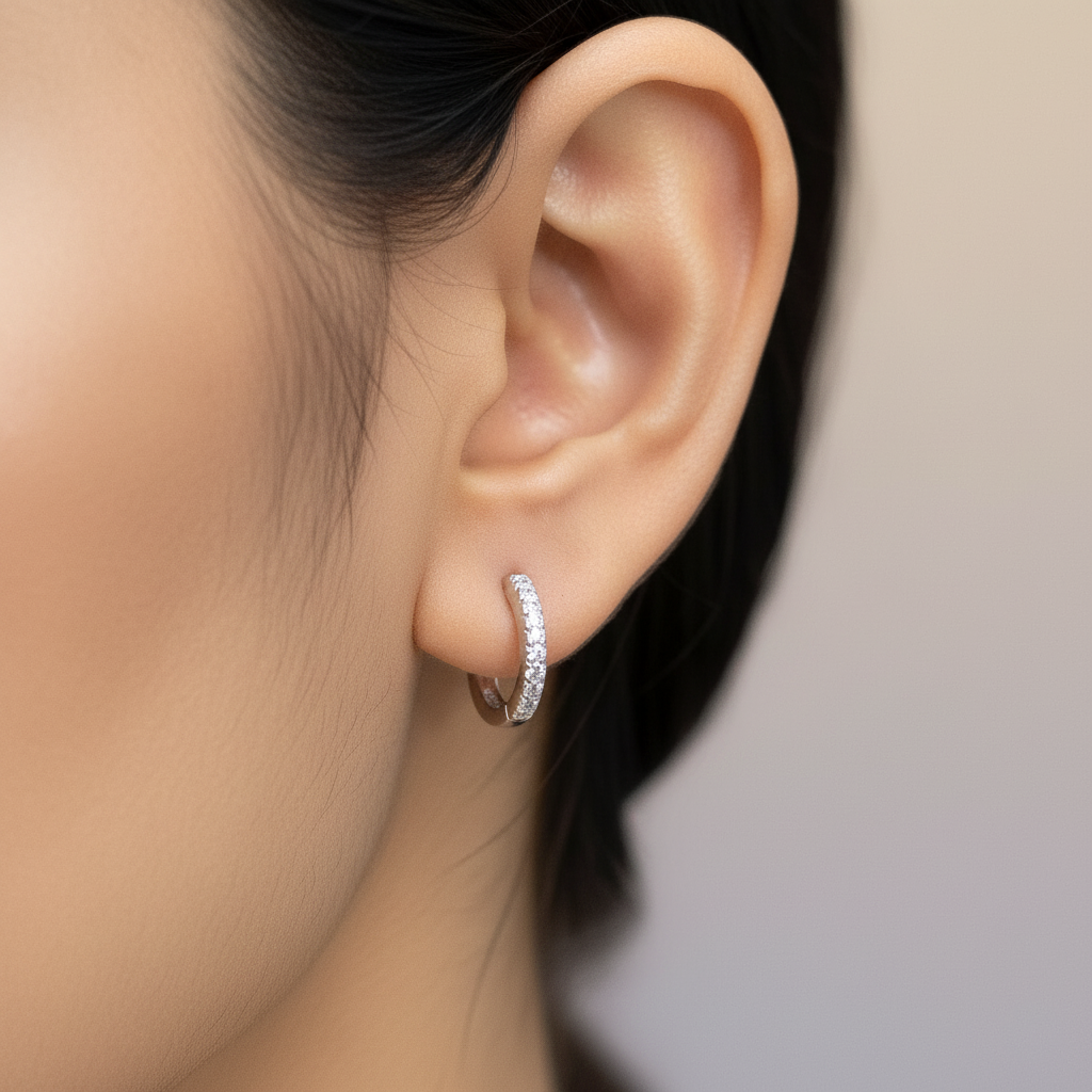 Silver CZ Hoop Earrings Elegant Everyday Style