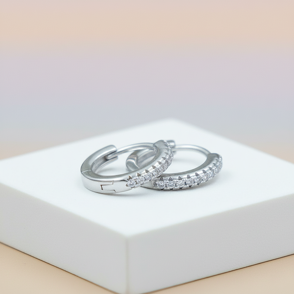 Silver CZ Hoop Earrings Elegant Everyday Style