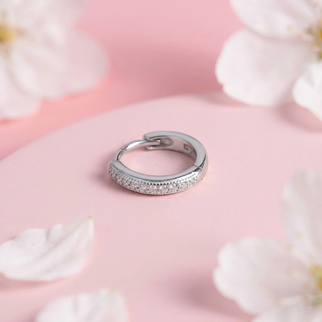 Silver CZ Hoop Earrings Elegant Everyday Style