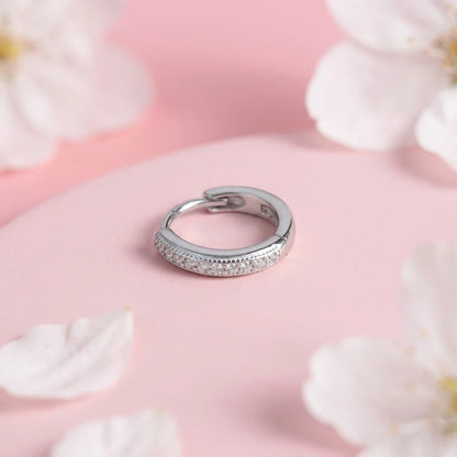 Silver CZ Hoop Earrings Elegant Everyday Style