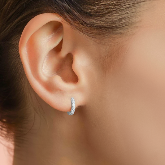 Silver CZ Hoop Earrings Elegant Everyday Style