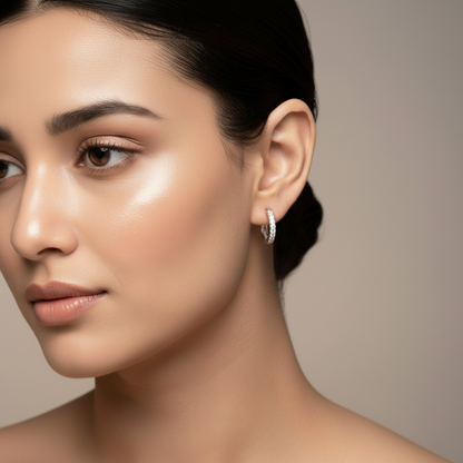 Silver CZ Hoop Earrings Elegant Everyday Style