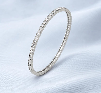 Silver CZ Stoes with Slim Design Bangle for Girls