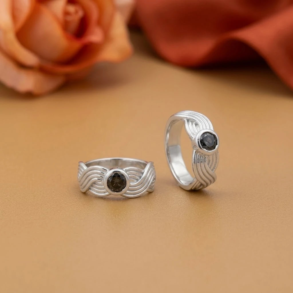 Silver Center CZ Gem Stone with Wave Design Bichhiya for Girls