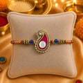 Silver Center Ganesh Ji Pink Theme with Multiple Colorful Beads Rakhi for Boys