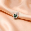 Silver Center Green Gem Stone Heart Shape Pendant for Girls