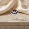 Silver Center Maroon Round Gem Stone Ring for Girls