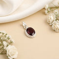 Silver Center Red Oval Design Pendant for Girls