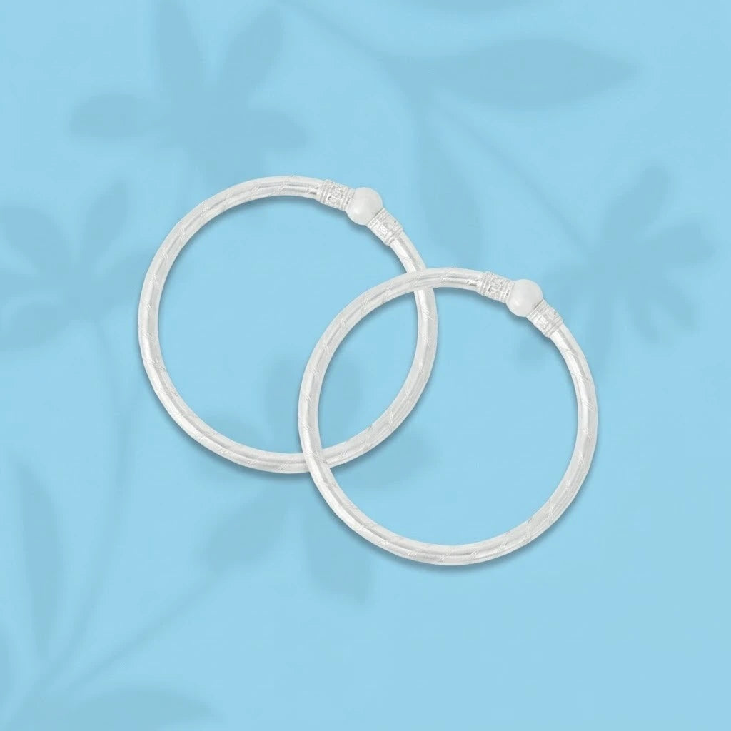 Silver Center Silver Beads with Classic Design Kada for Baby