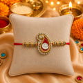 Silver Center Swasthik Red Theme with Multiple Colorful Beads Rakhi for Boys