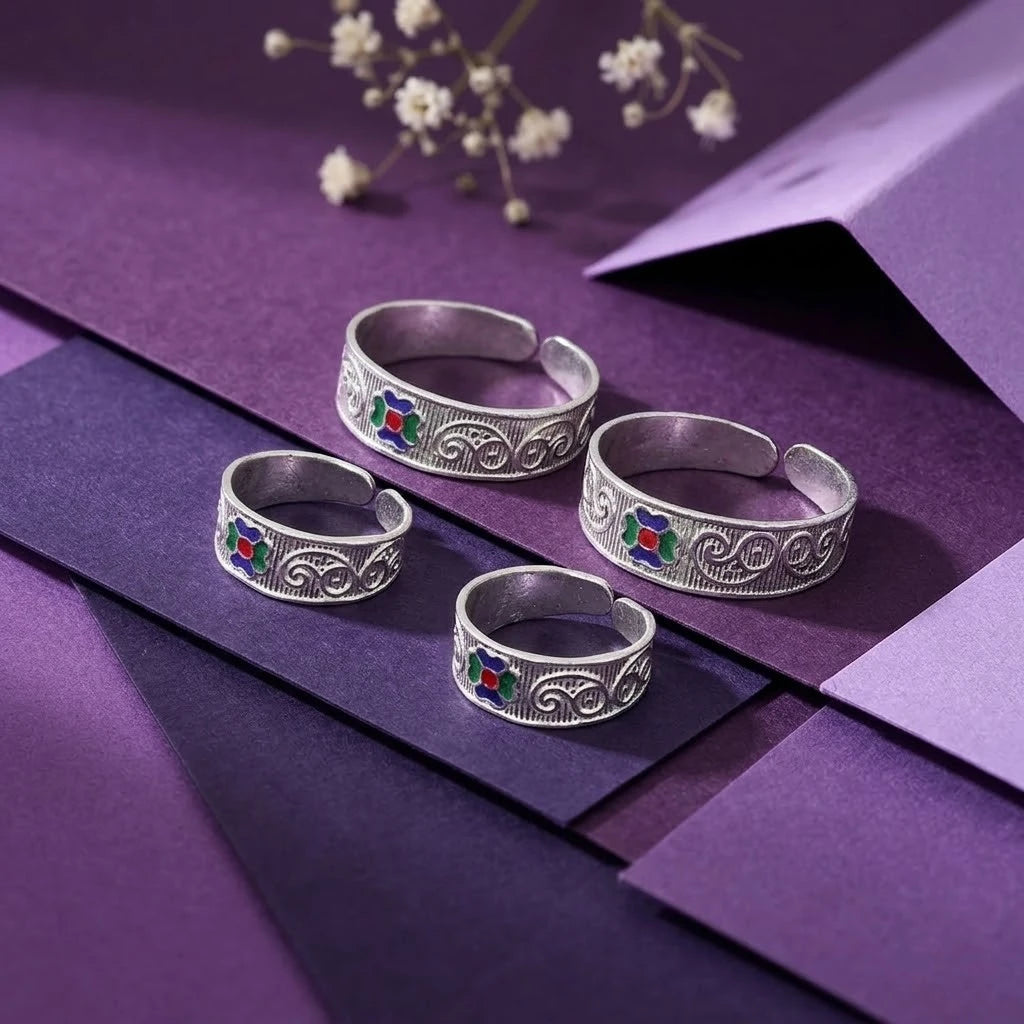 Silver Center's Authentic Colours Toe Rings