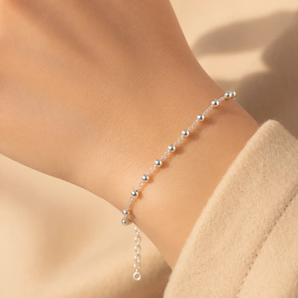 Silver Chain Bracelet with Beads

