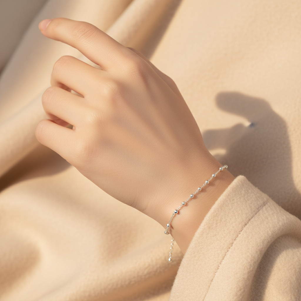 Silver Chain Bracelet with Beads