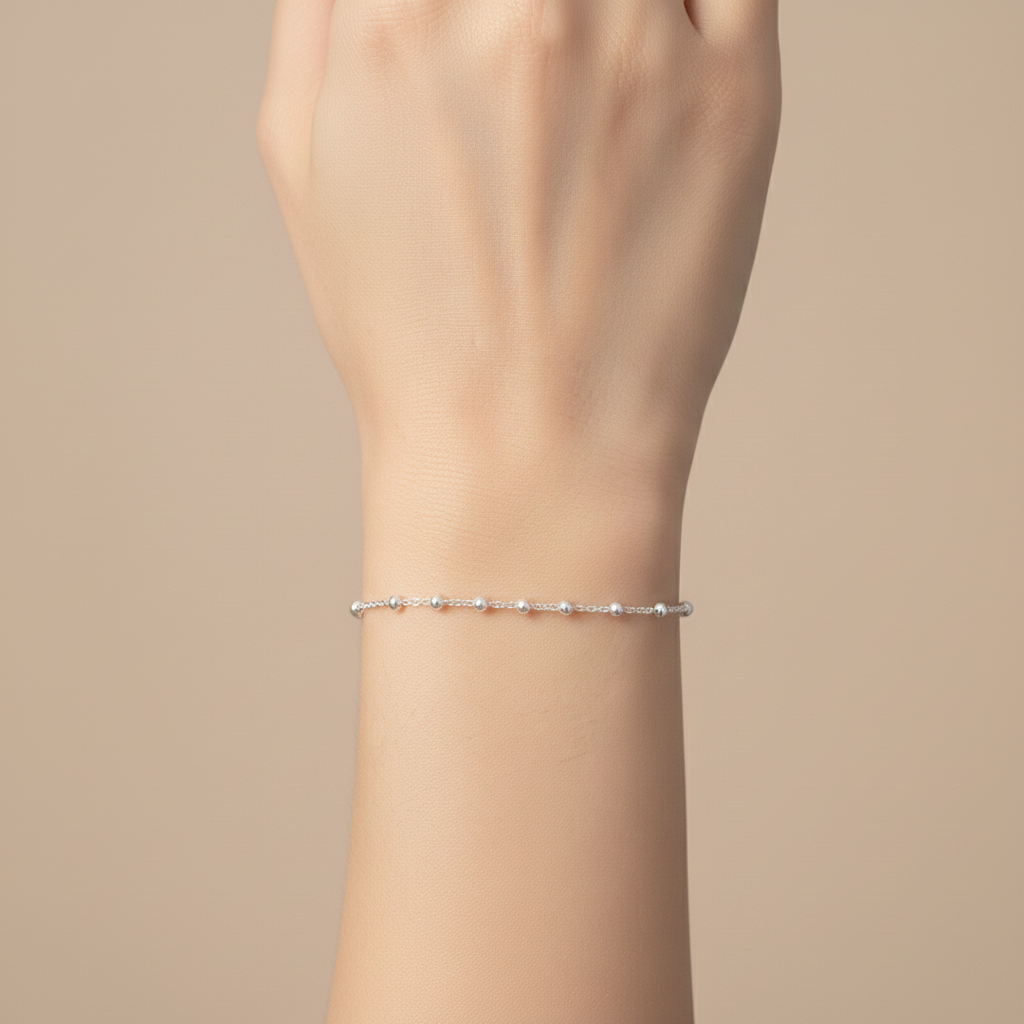 Silver Chain Bracelet with Beads