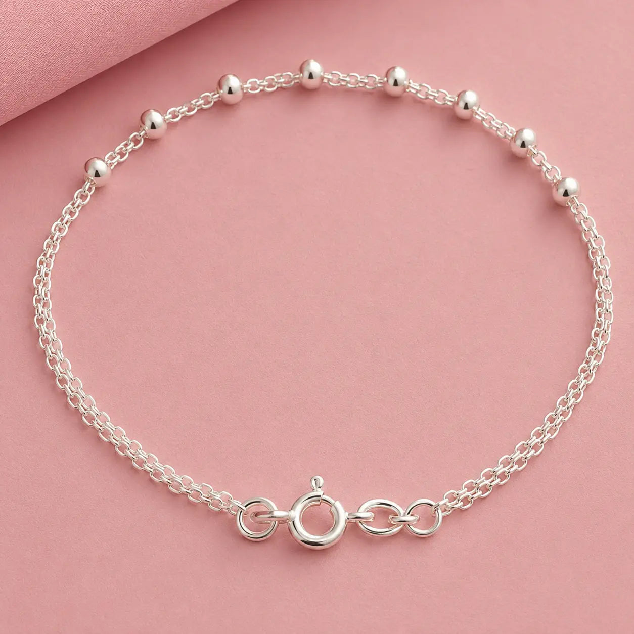 Silver Chain Bracelet with Beads

