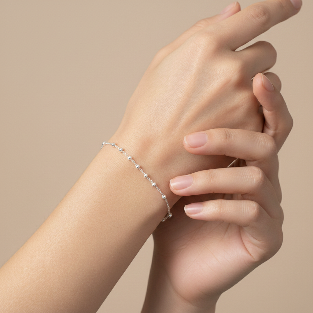 Silver Chain Bracelet with Beads