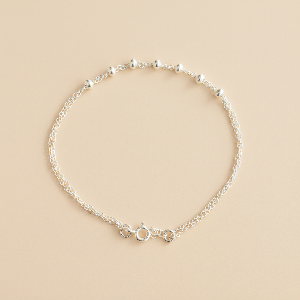 Silver Chain Bracelet with Beads