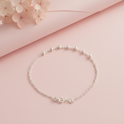Silver Chain Bracelet with Beads