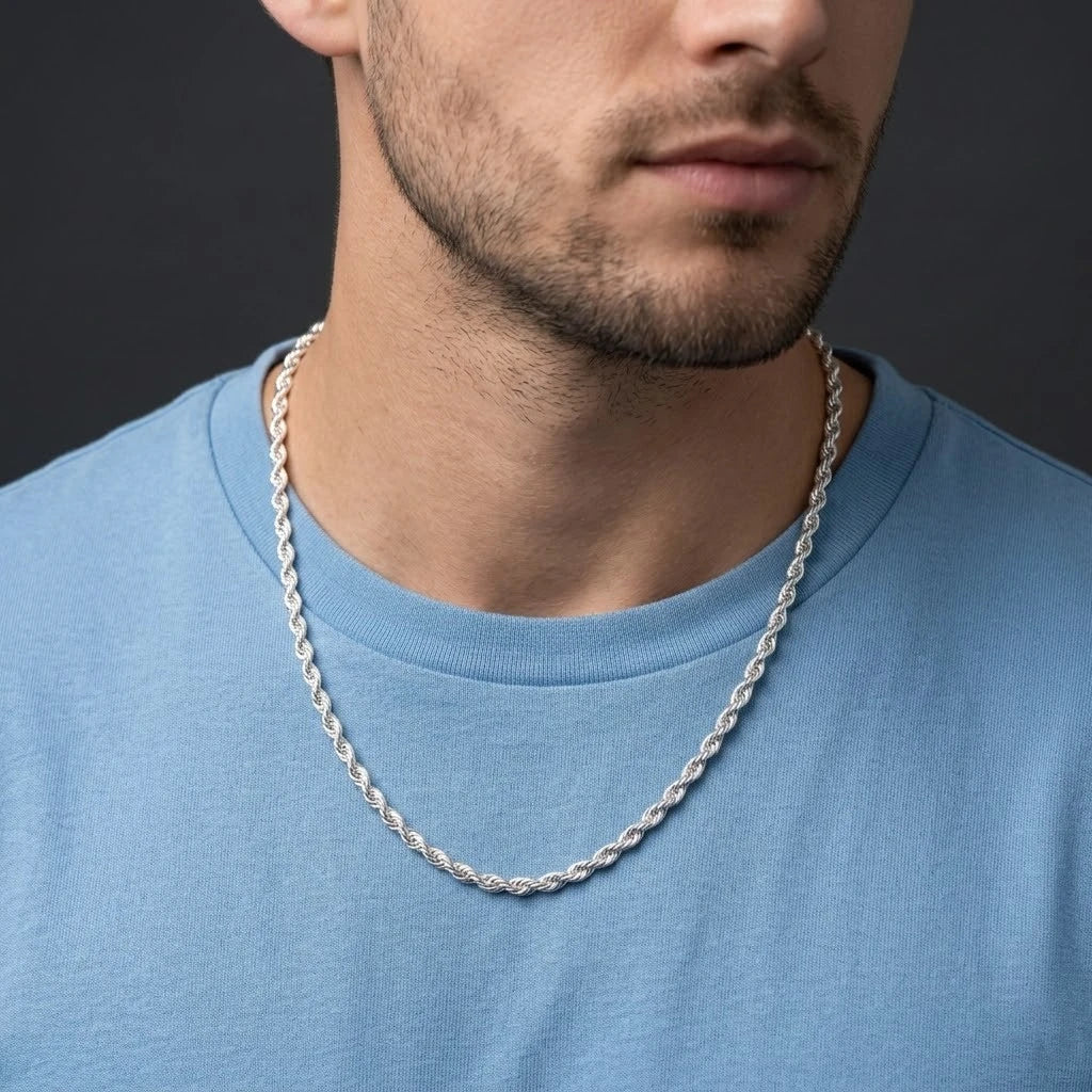 Silver Chain Classic Rope Twist Style