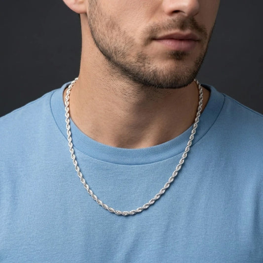 Silver Chain Classic Rope Twist Style