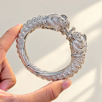 Silver Classic Lion Head Designer Chandi Kada for Boys