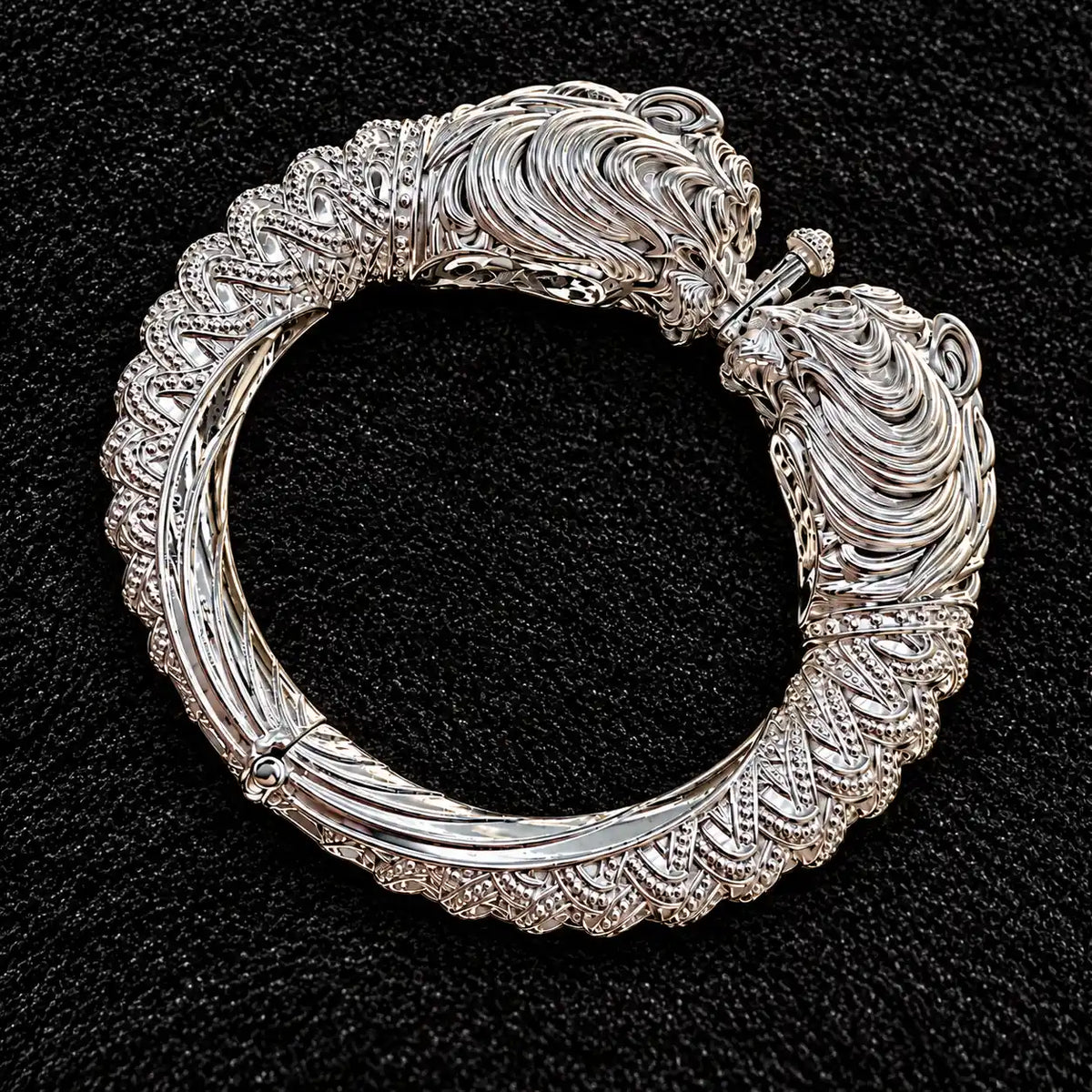 Silver Classic Lion Head Designer Chandi Kada for Boys