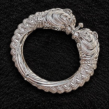 Silver Classic Lion Head Designer Chandi Kada for Boys