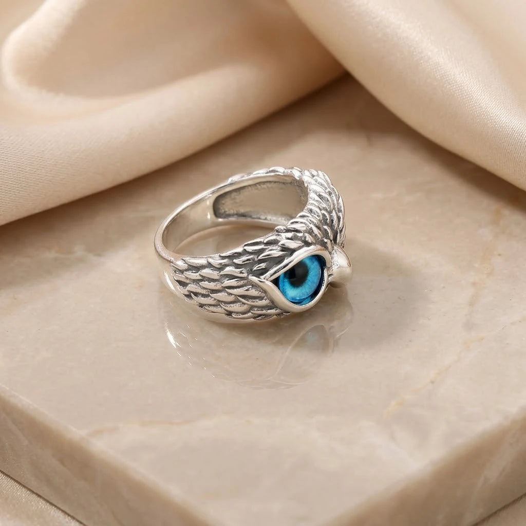 Silver Classic Owl Eyes Ring