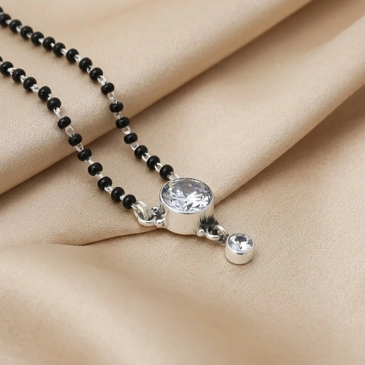Silver Classic Round American Diamond Mangalsutra
