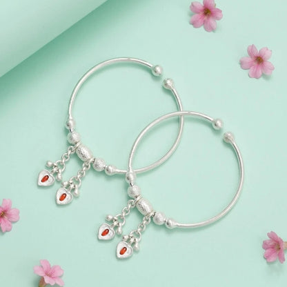 Silver Classical Heart Symbol Baby Kada