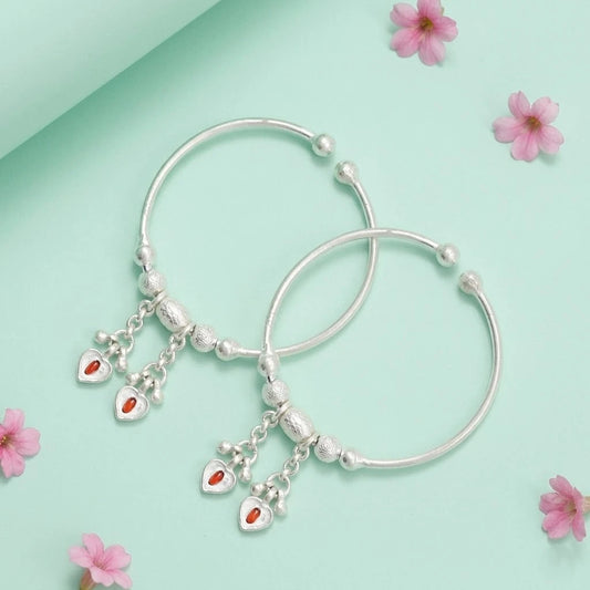 Silver Classical Heart Symbol Baby Kada