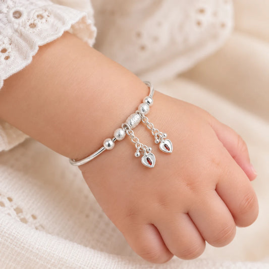 Silver Classical Heart Symbol Baby Kada