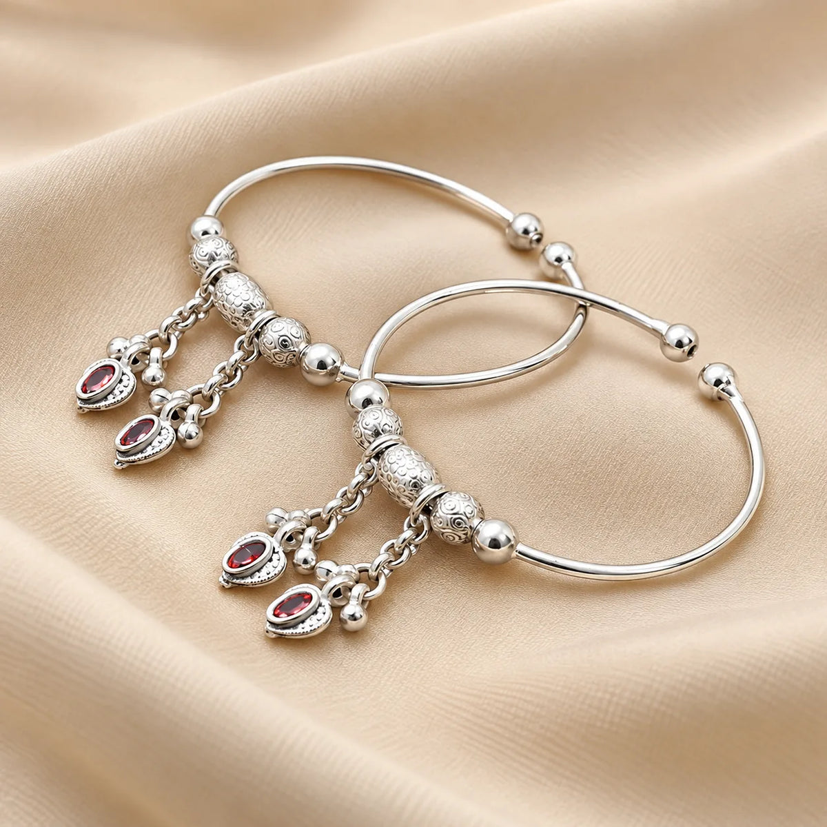 Silver Classical Heart Symbol Baby Kada
