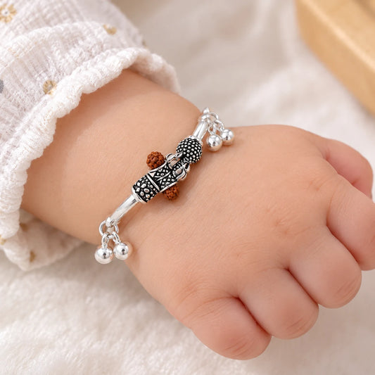 Silver Classical Rudraksha Beads Baby's Kada