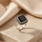 Silver Classy Beady Black Ring