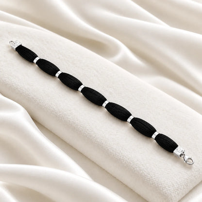 Silver Classy Black Thread Clipped Moli Bracelet for Boys