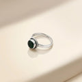 Silver Classy Green Round Gemstone Ring