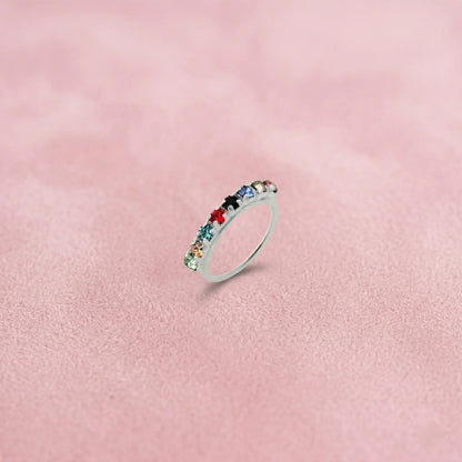 Silver Colorful Gem Stone Nosepin for Girls