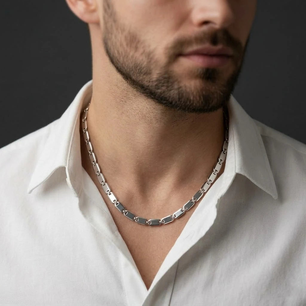 Silver Connecting Silver Chip Design Chain for Boys