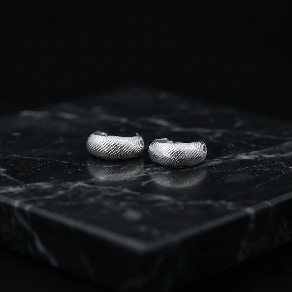 Silver Curved Line Design Earrings for Girls