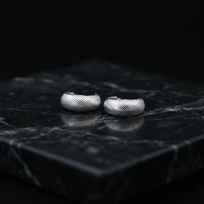 Silver Curved Line Design Earrings for Girls