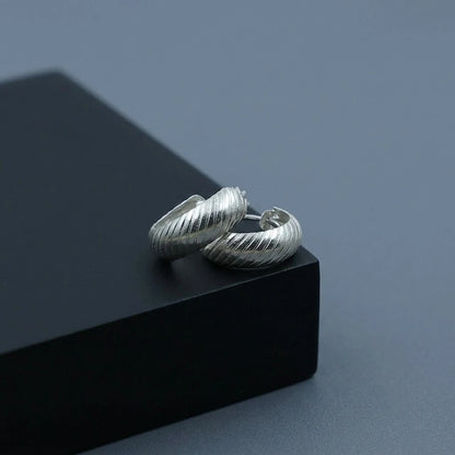 Silver Curved Line Design Earrings for Girls